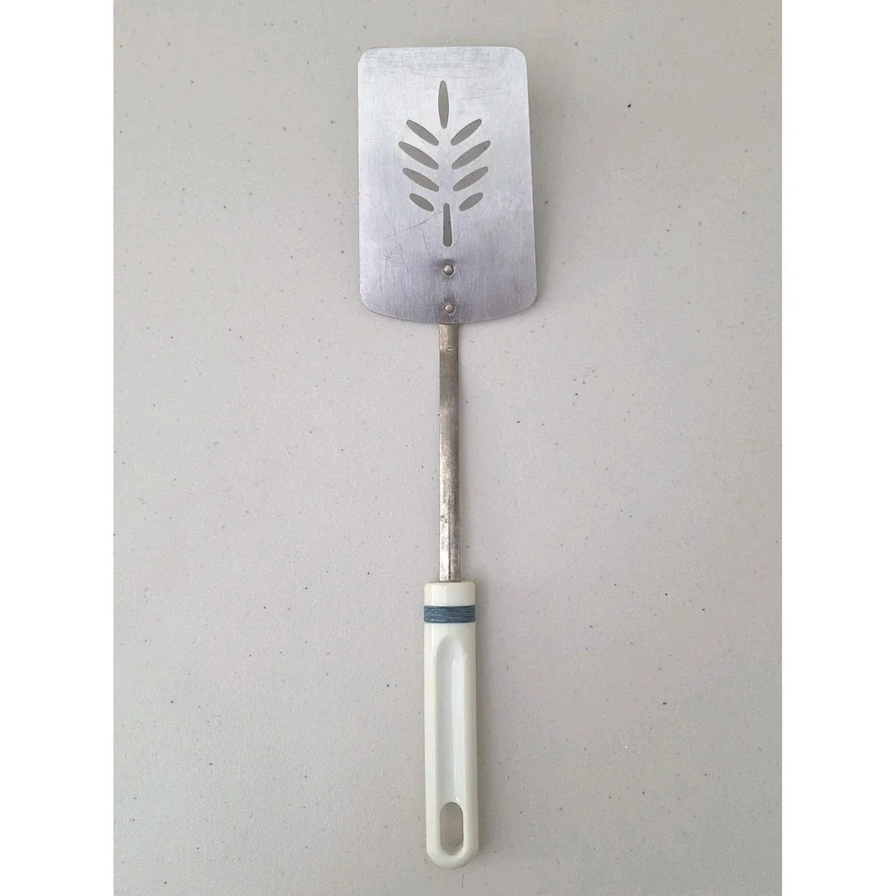 Vintage MCM 'HARVEST WHEAT' Slotted Spatula Handle Stainless Steel 14